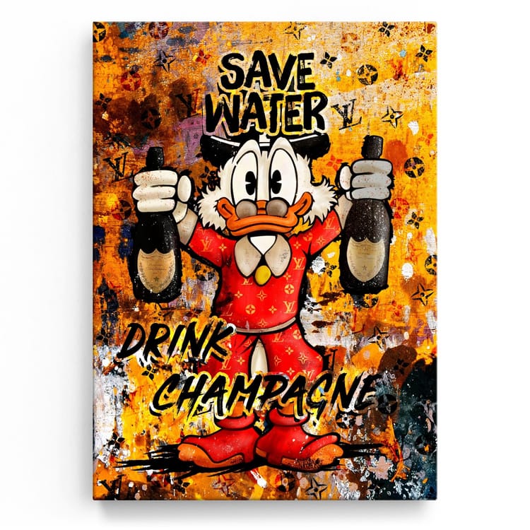 Artmazing Leinwandbild Save Water, Drink Champagne