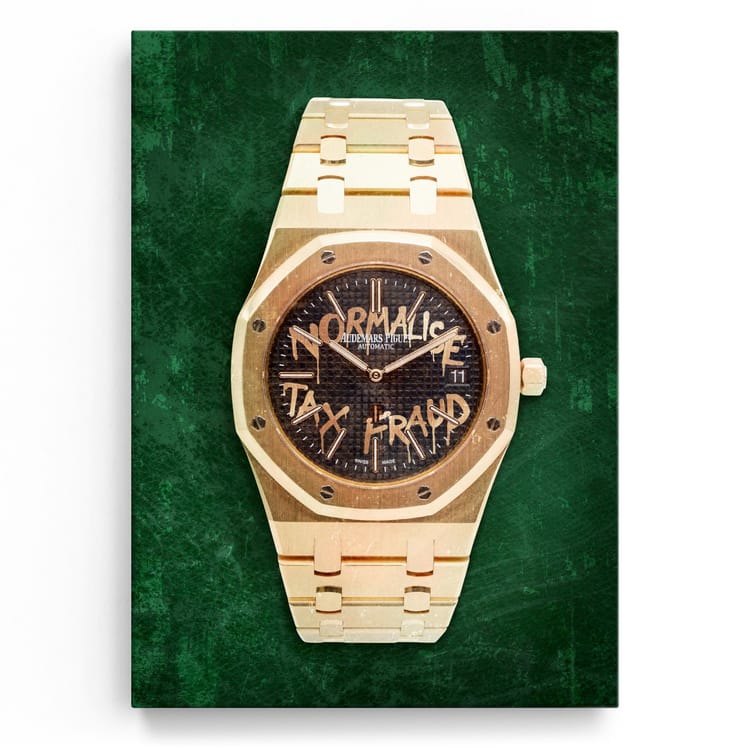 Artmazing Leinwandbild Normalize Tax Fraud Green And Gold