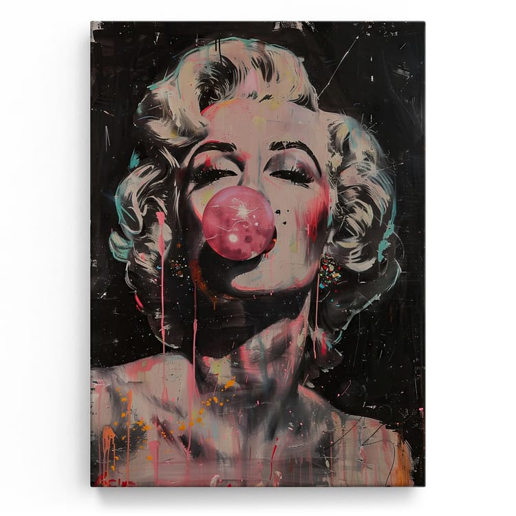 Artmazing Leinwandbild Bubblicious Marilyn Black