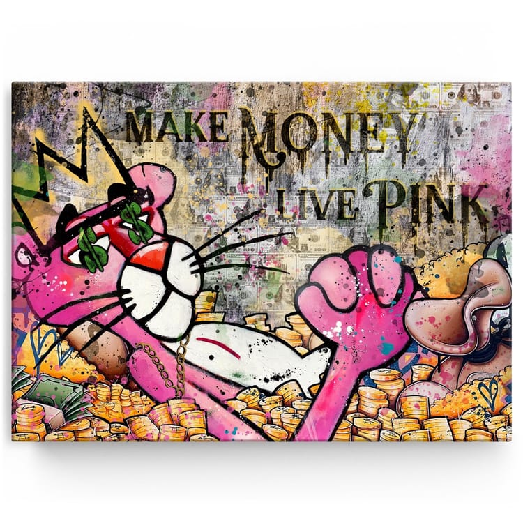 Artmazing Leinwandbild Make Money Live Pink