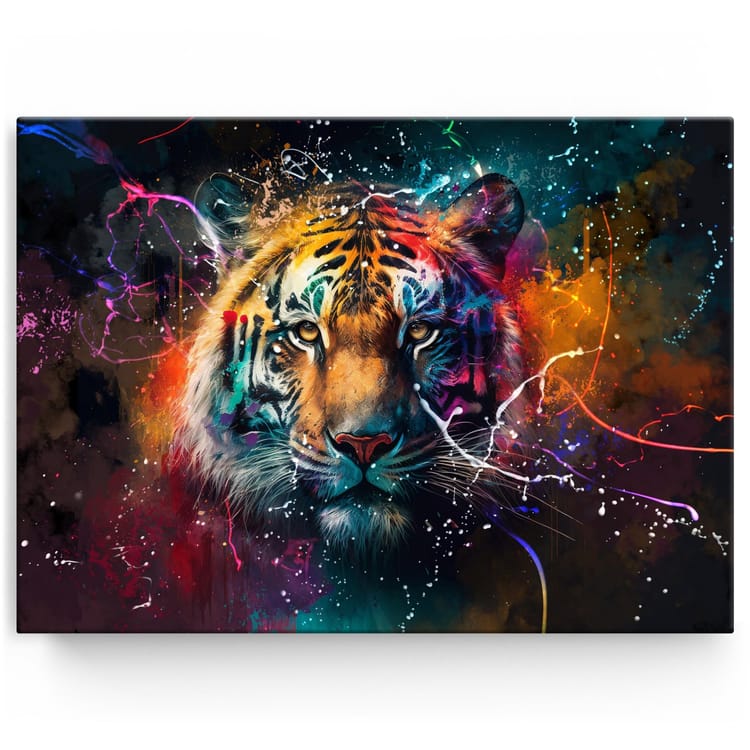 Artmazing Leinwandbild Tiger im Farbfeuerwerk