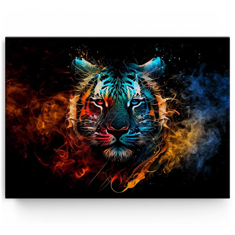 Artmazing Leinwandbild Tiger im Elementarsturm